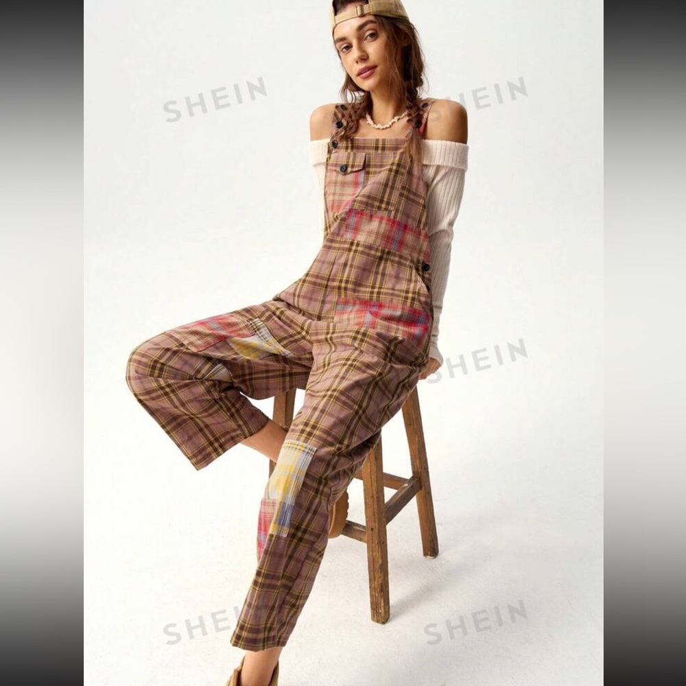 New SHEIN plaid overalls size XL/12